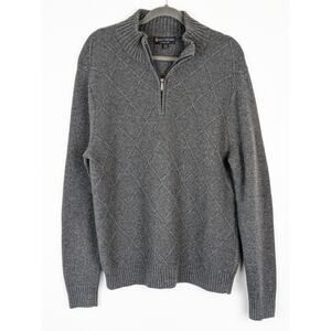 Brooks Brothers Sweater Diamond Cable Knit Merino Wool Gray Preppy Size L